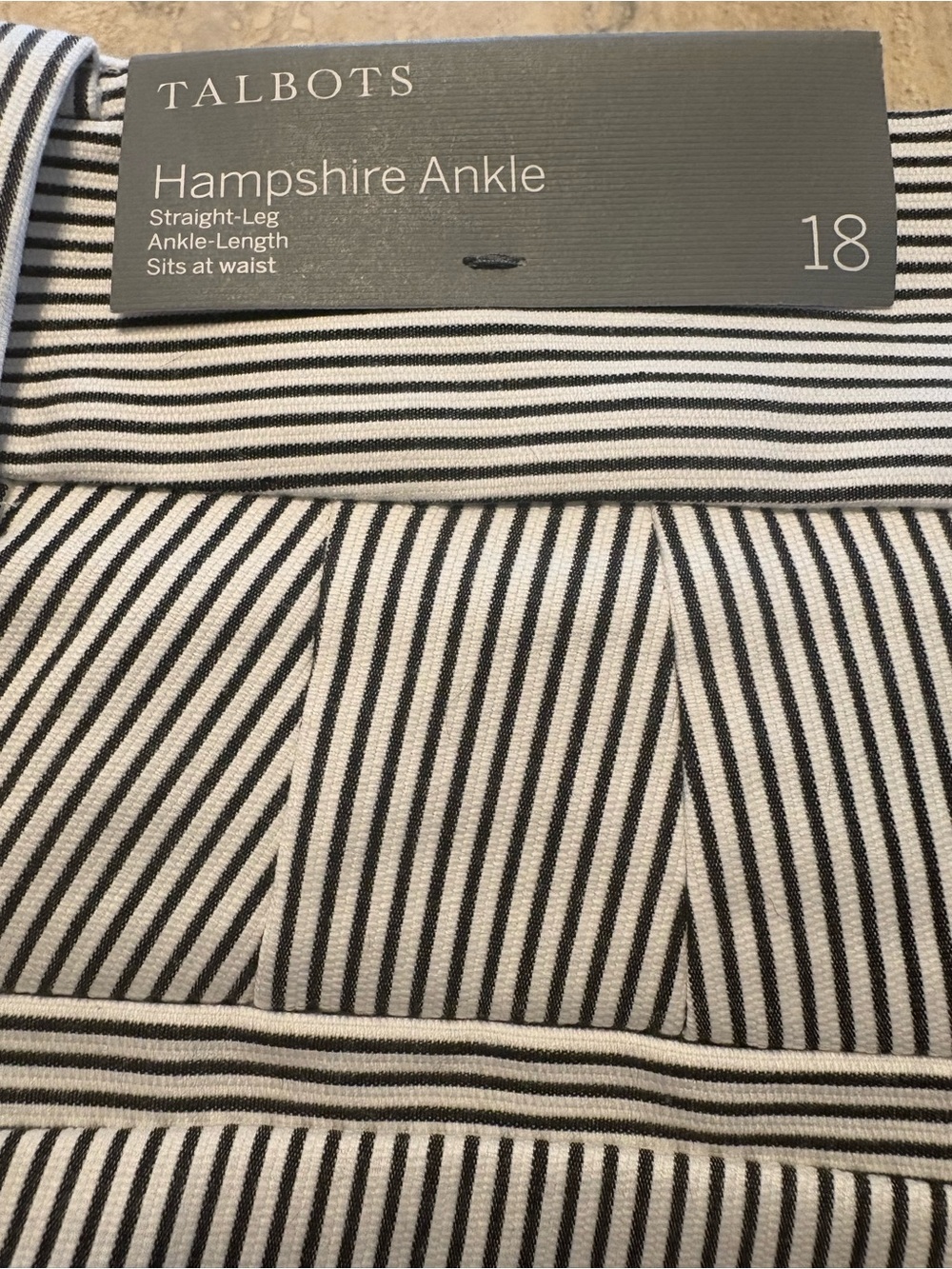 Talbots Hampshire Ankle Striped Pants Size 18 NWT